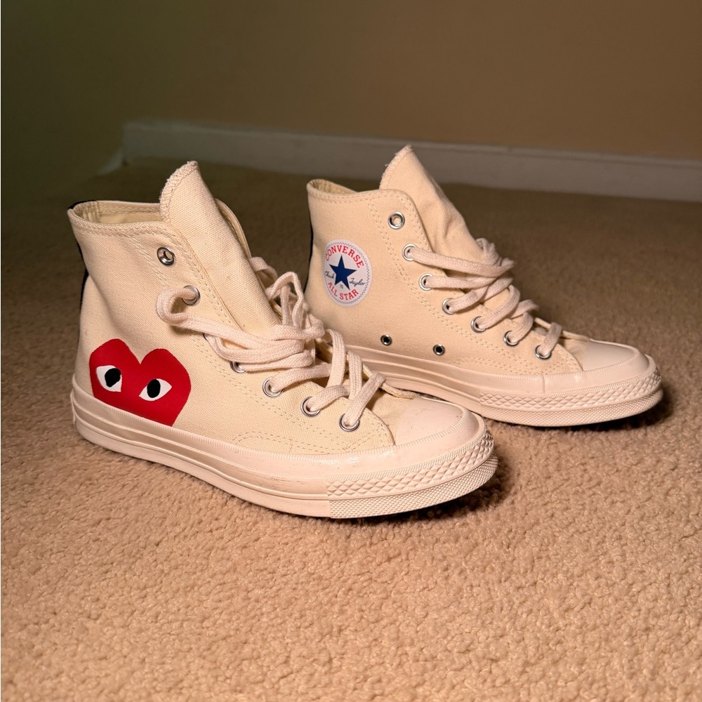 Comme Des Garcons Play x Converse Chuck 70 High Top Sneaker “Milk/Beige”